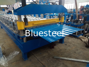 18-20 İstasyon Zincir Sürücü Metal Çatı Rulo Formasyon Makinesi Çelik Yapraklar için 0.3-0.8mm