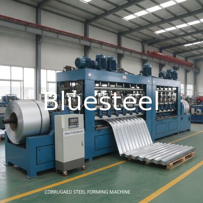 Metal Çatı Panelleri İçin 1000mm/1250mm Genişlik 380V Voltaj PLC Kontrollü Oluklu Rulo Şekillendirme Makinesi