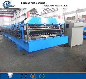 0.3-0.8mm Kalınlığı Mavi PLC Kontrol Sistemi ile Çift Katmanlı Rulo Formasyon Makinesi