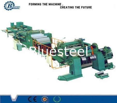 Yüksek Hızlı Sac Çatı Metal Kesme Hattı / PLC Kontrolü Paslanmaz Çelik Dilme Makinesi